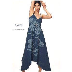 AMUR Dana Printed Denim Midi Dress _anthropology